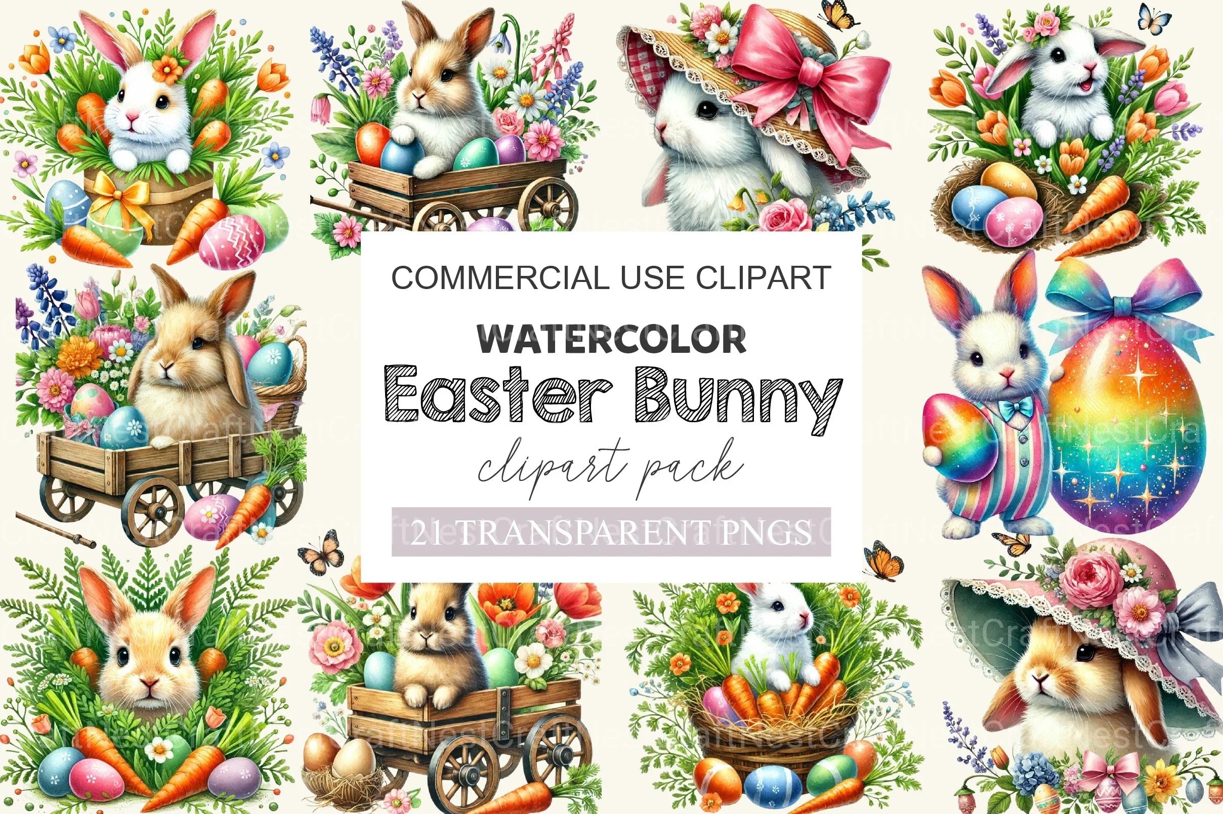 Easter Bunny Clipart Bundle 16 - CraftNest - Digital Crafting and Art