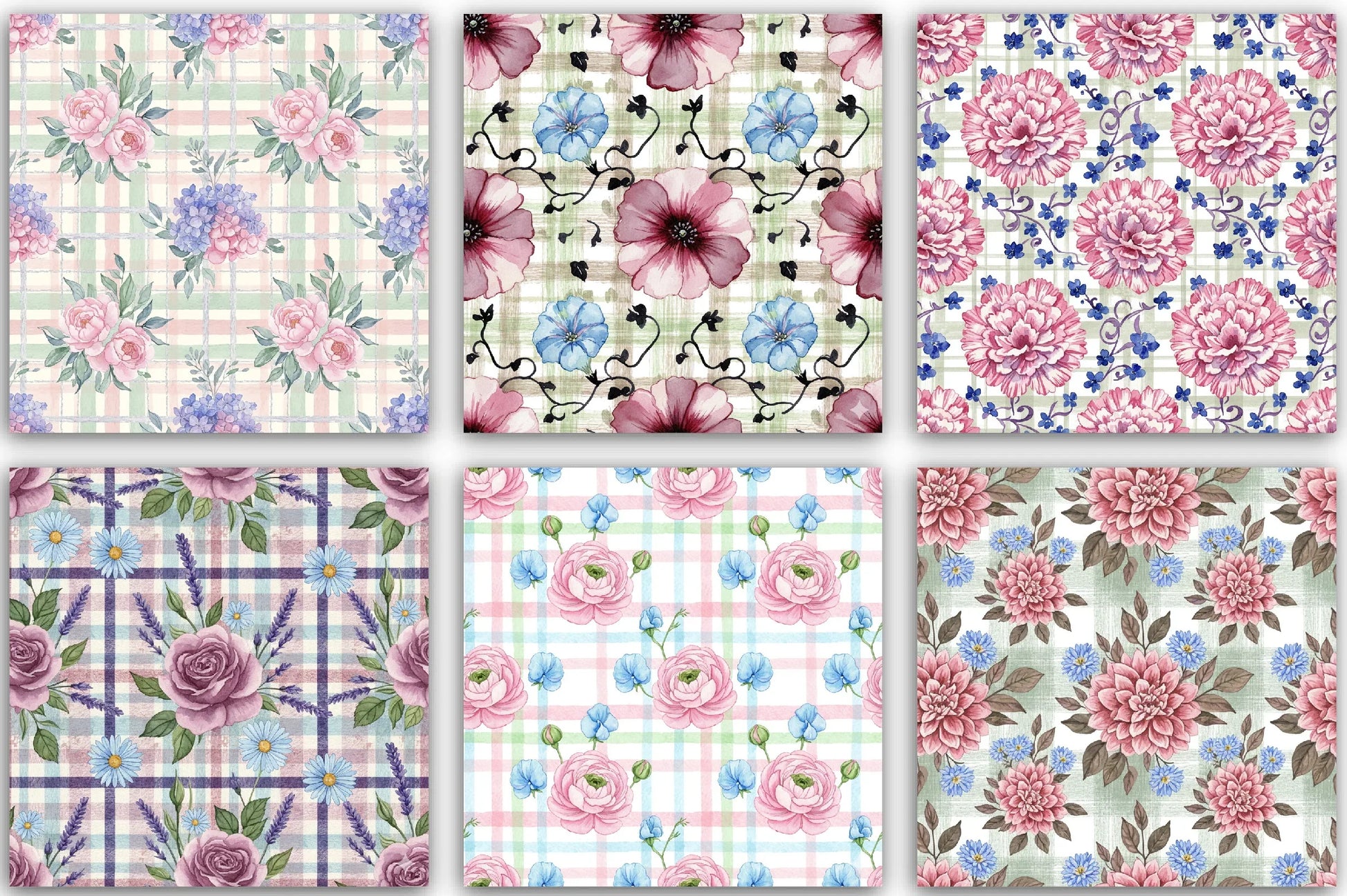 Floral Seamless Pattern Set Digital Paper - CraftNest - Digital Crafting and Art