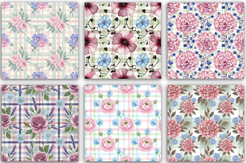 Floral Seamless Pattern Set Digital Paper - CraftNest - Digital Crafting and Art