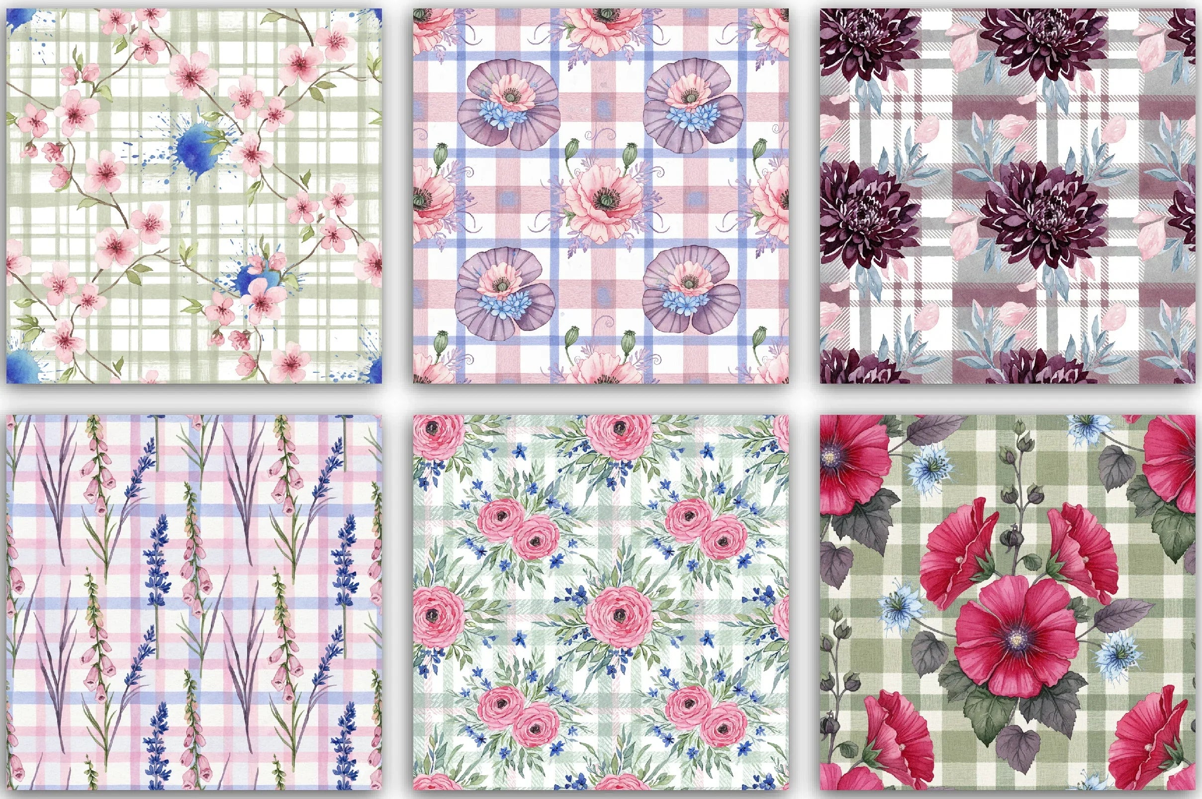 Floral Seamless Pattern Set Digital Paper - CraftNest - Digital Crafting and Art