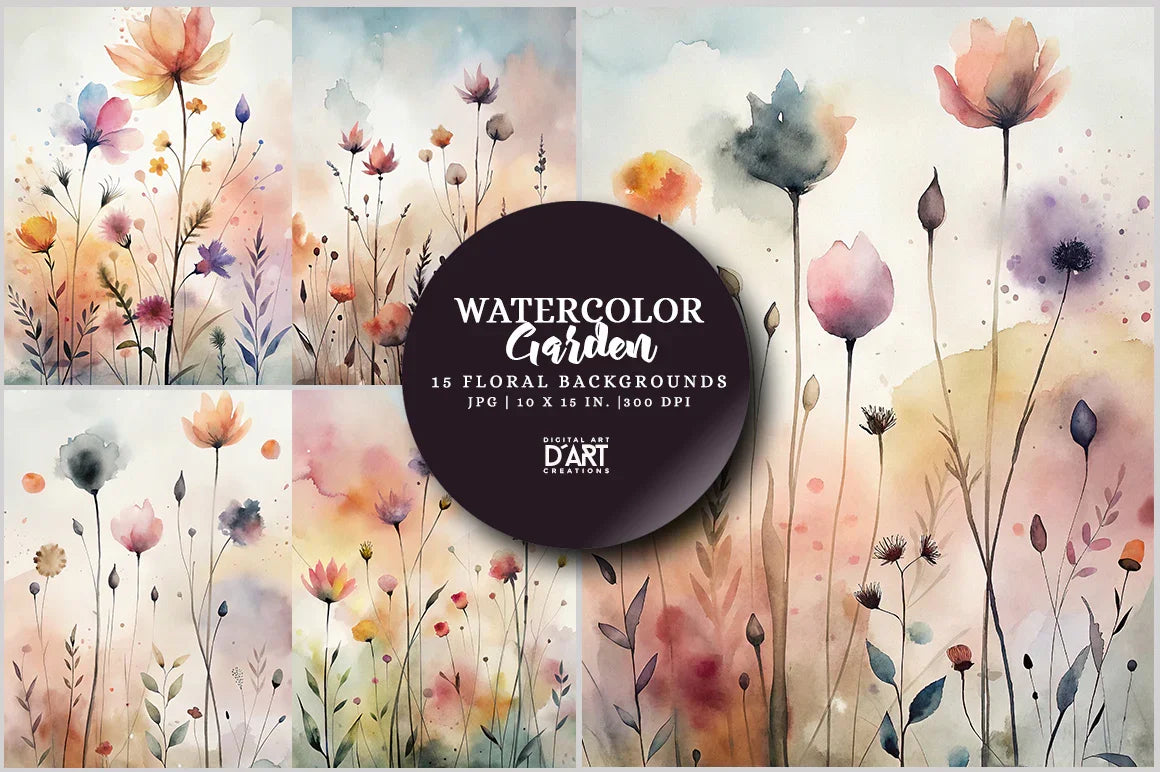 Watercolor Garden - Floral - CraftNest - Digital Crafting and Art