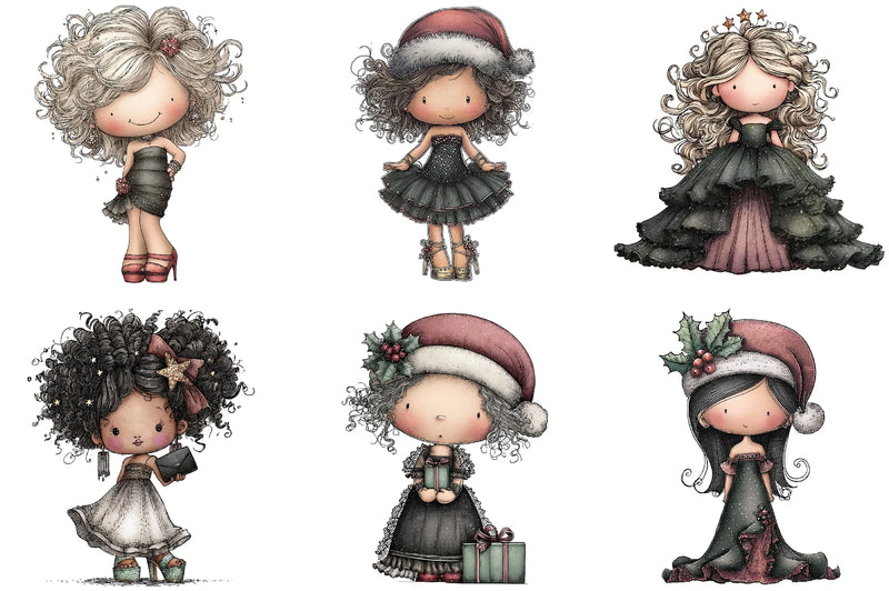 Glam Christmas Girl Clipart Bundle - CraftNest - Digital Crafting and Art
