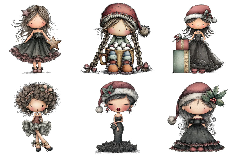 Glam Christmas Girl Clipart Bundle - CraftNest - Digital Crafting and Art