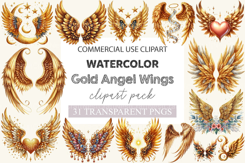 Gold Angel Wings Clipart Bundle - CraftNest - Digital Crafting and Art