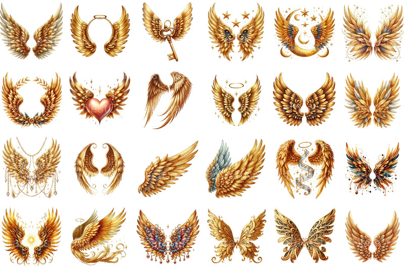 Gold Angel Wings Clipart Bundle - CraftNest - Digital Crafting and Art