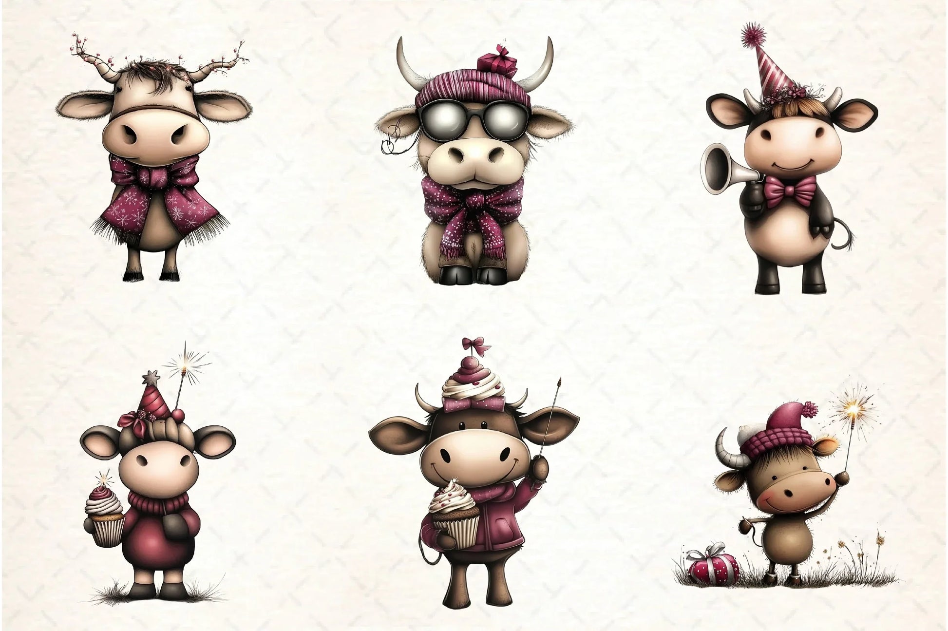 New Year Cow Clipart Bundle - CraftNest - Digital Crafting and Art