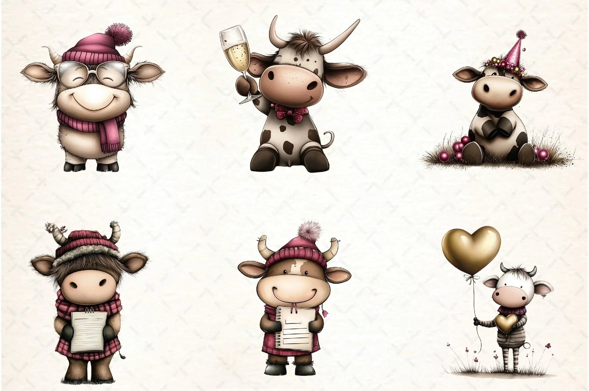 New Year Cow Clipart Bundle - CraftNest - Digital Crafting and Art