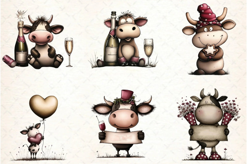 New Year Cow Clipart Bundle - CraftNest - Digital Crafting and Art