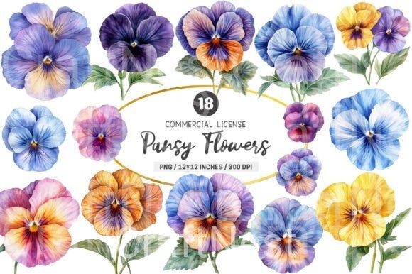 Pansy Flowers Clipart Bundle 24 - CraftNest - Digital Crafting and Art