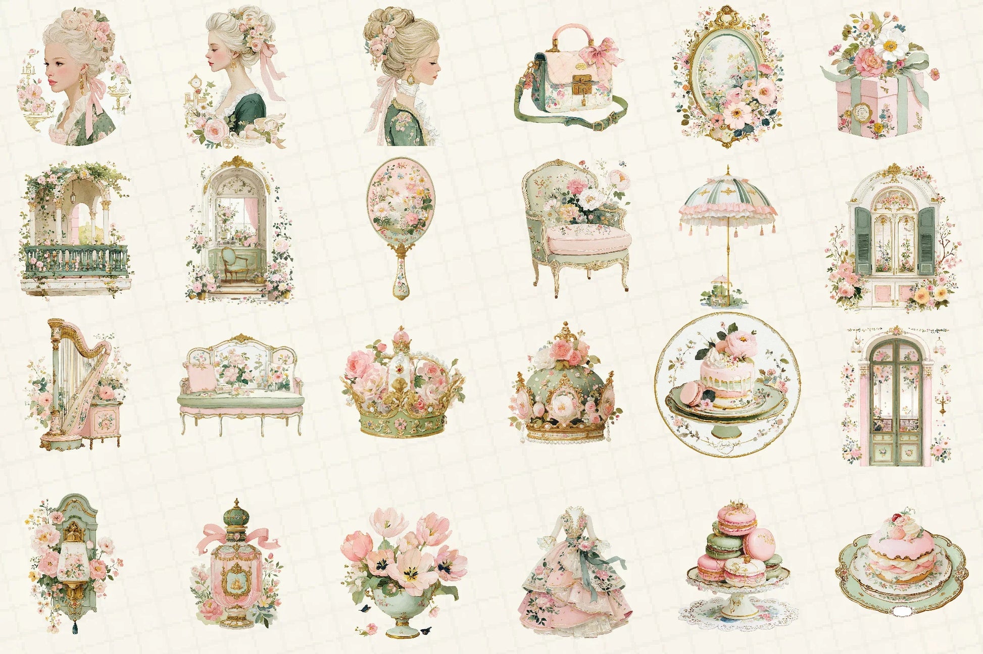 Pastel Rococo Clipart Bundle Set - CraftNest - Digital Crafting and Art