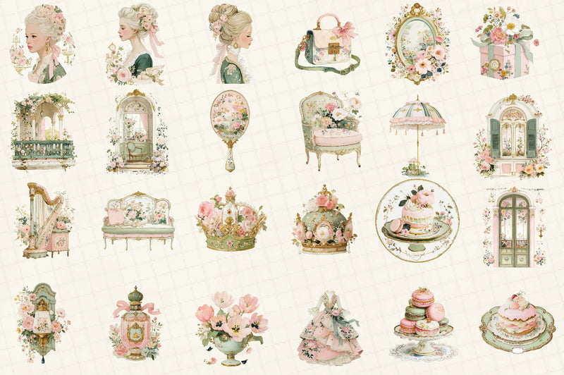 Pastel Rococo Clipart Bundle Set - CraftNest - Digital Crafting and Art