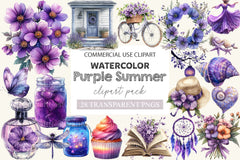 Purple Summer Clipart Bundle 3 - CraftNest - Digital Crafting and Art