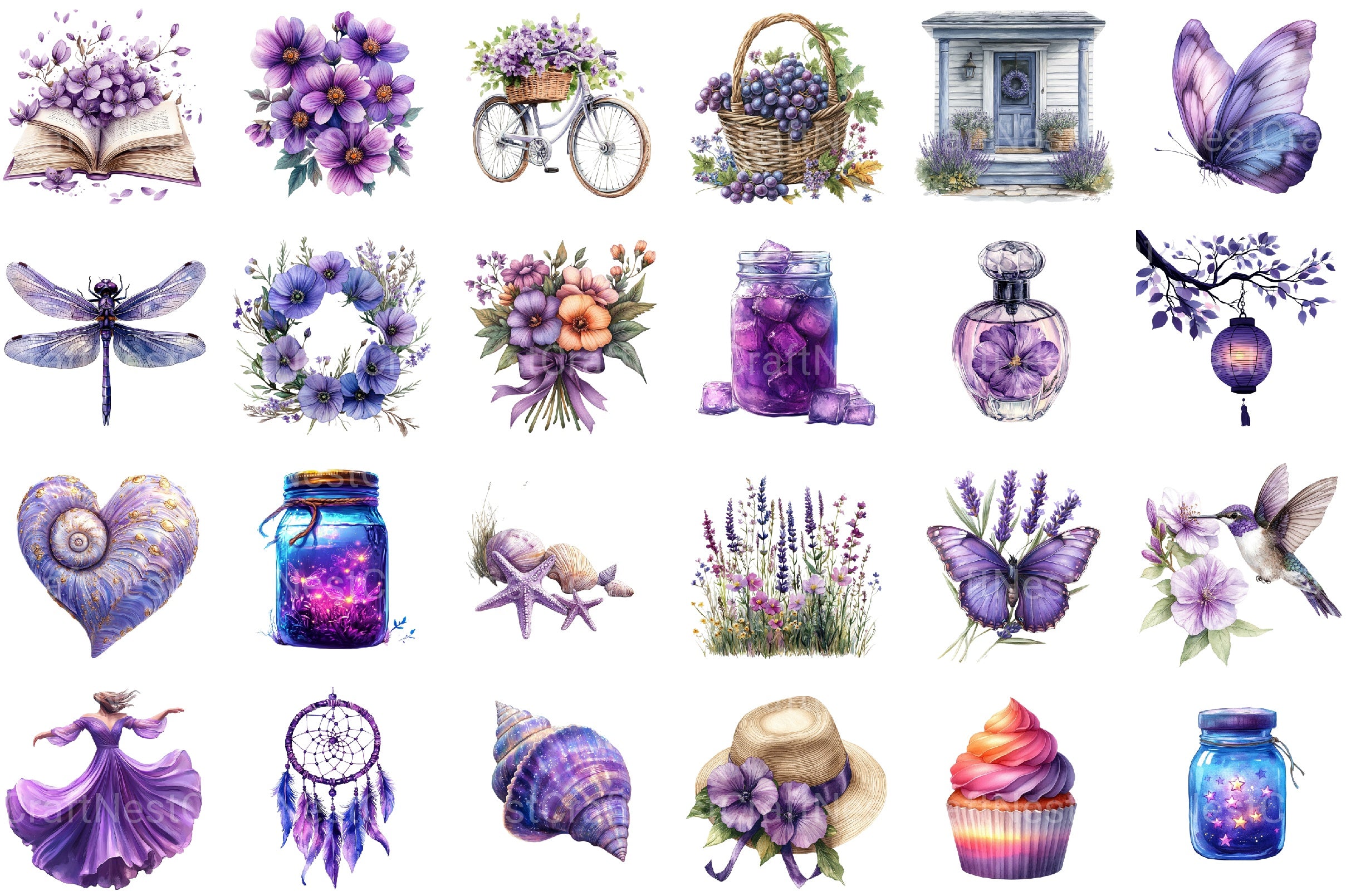 Purple Summer Clipart Bundle 3 - CraftNest - Digital Crafting and Art