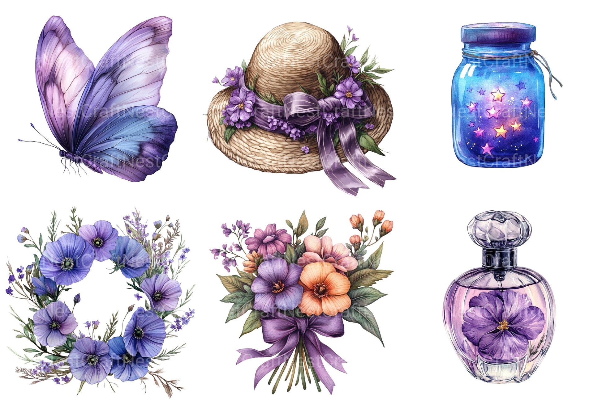 Purple Summer Clipart Bundle 3 - CraftNest - Digital Crafting and Art