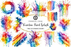 Rainbow Paint Splash Clipart Bundle 99 - CraftNest - Digital Crafting and Art