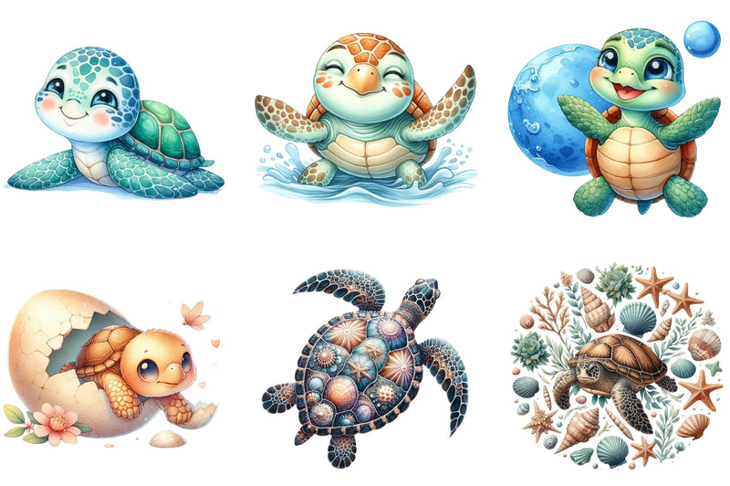 Sea Turtle Clipart Bundle - CraftNest - Digital Crafting and Art