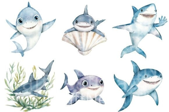 Sharks Clipart Bundle 56 - CraftNest - Digital Crafting and Art