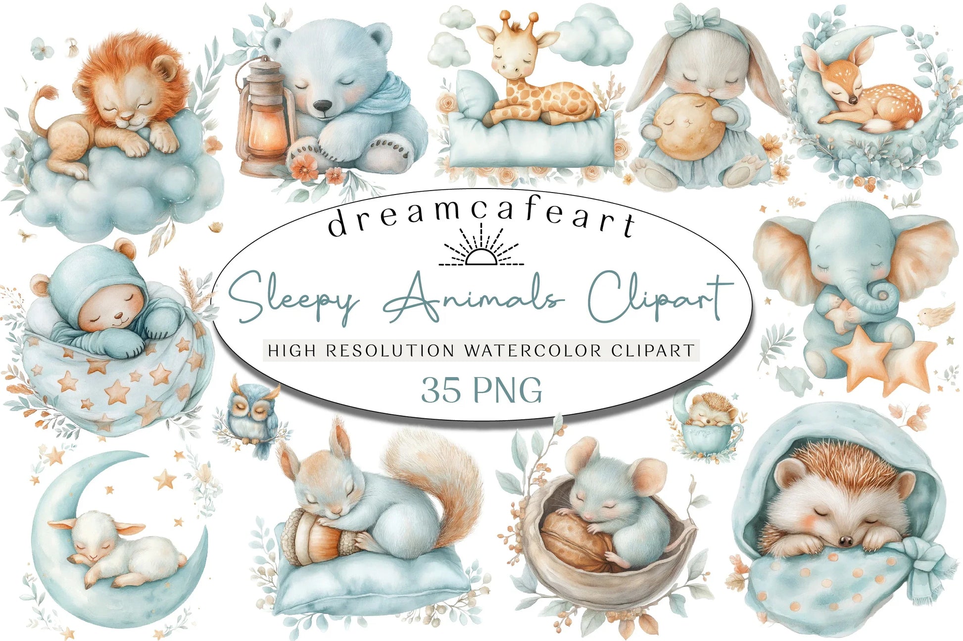 Sleepy Animals Clipart Bundle - CraftNest - Digital Crafting and Art