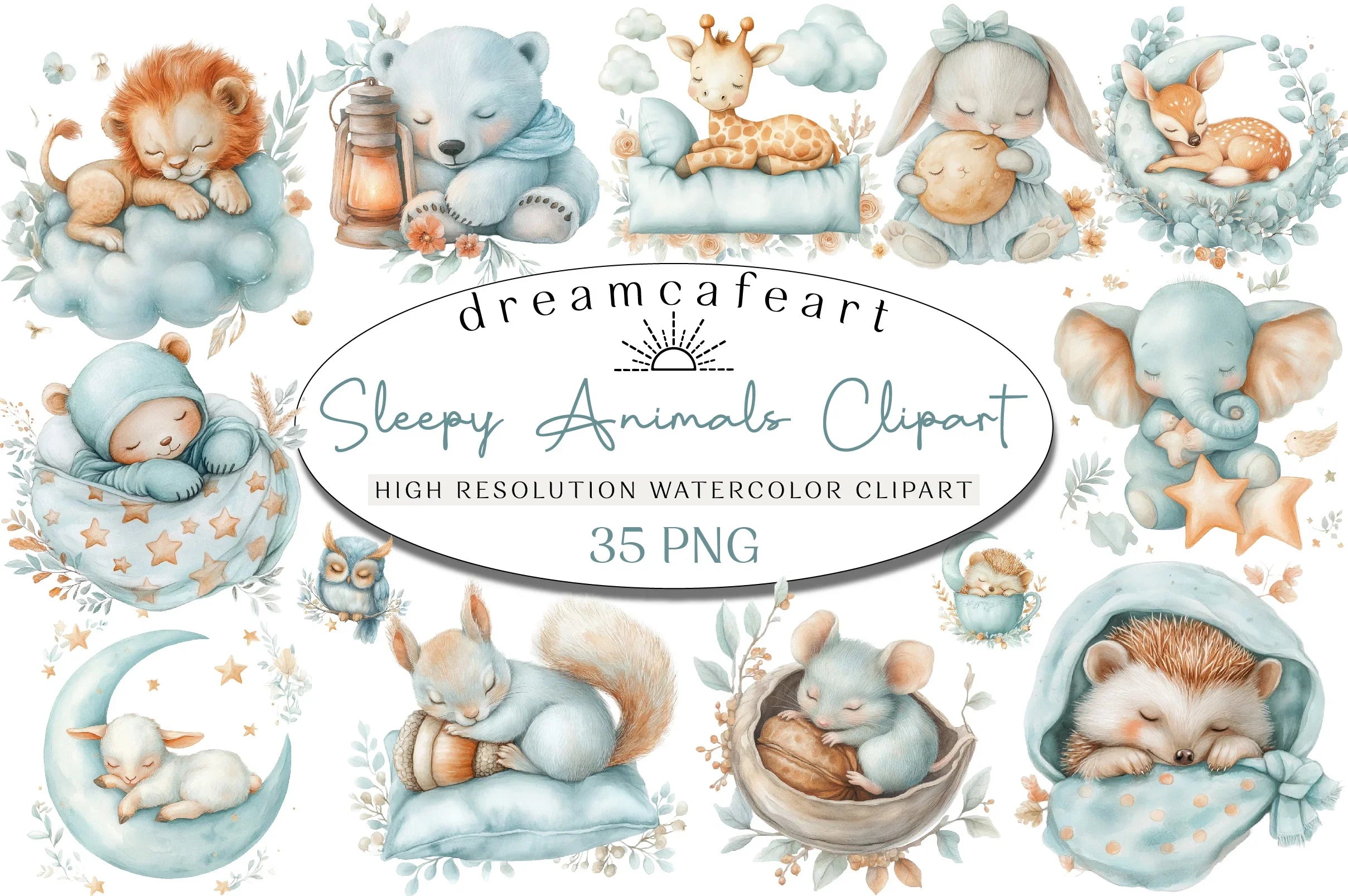 Sleepy Animals Clipart Bundle - CraftNest - Digital Crafting and Art