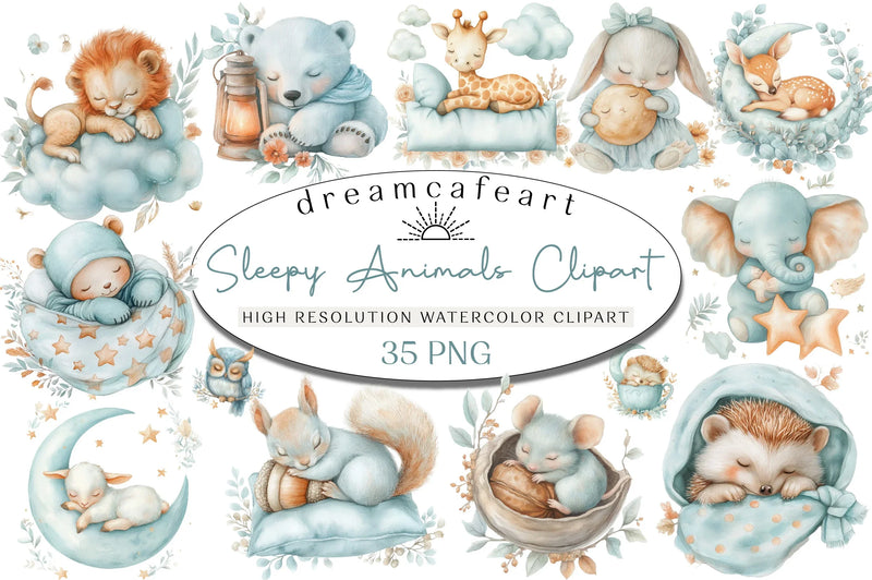 Sleepy Animals Clipart Bundle - CraftNest - Digital Crafting and Art
