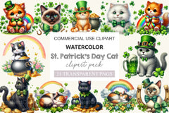 St Patrick's Day Cat Clipart Bundle - CraftNest - Digital Crafting and Art