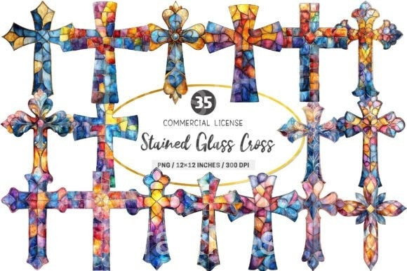 Stained Glass Cross Clipart Bundle - CraftNest - Digital Crafting and Art