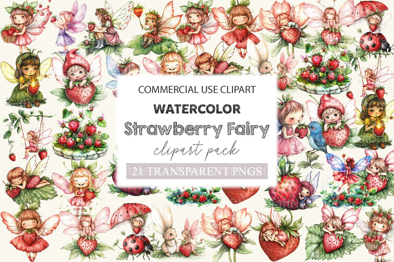 Strawberry Fairy Clipart Bundle - CraftNest - Digital Crafting and Art