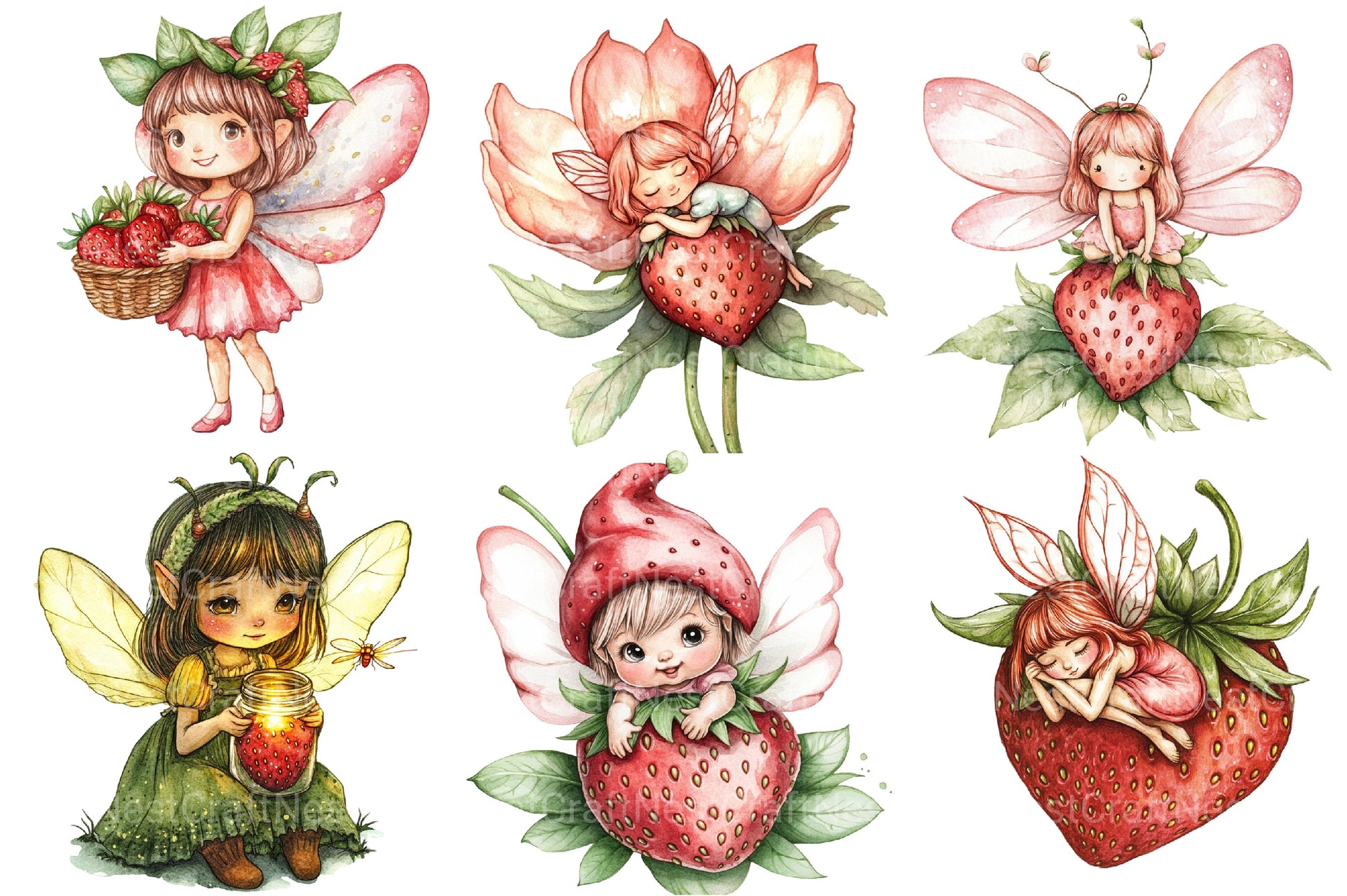 Strawberry Fairy Clipart Bundle - CraftNest - Digital Crafting and Art