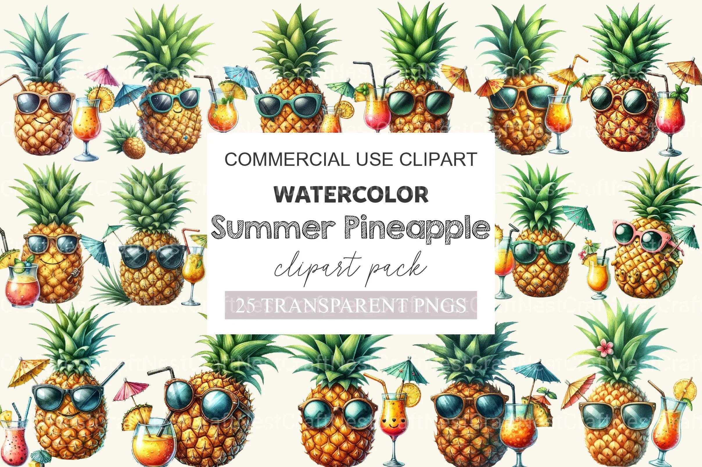 Summer Pineapple Clipart Bundle
