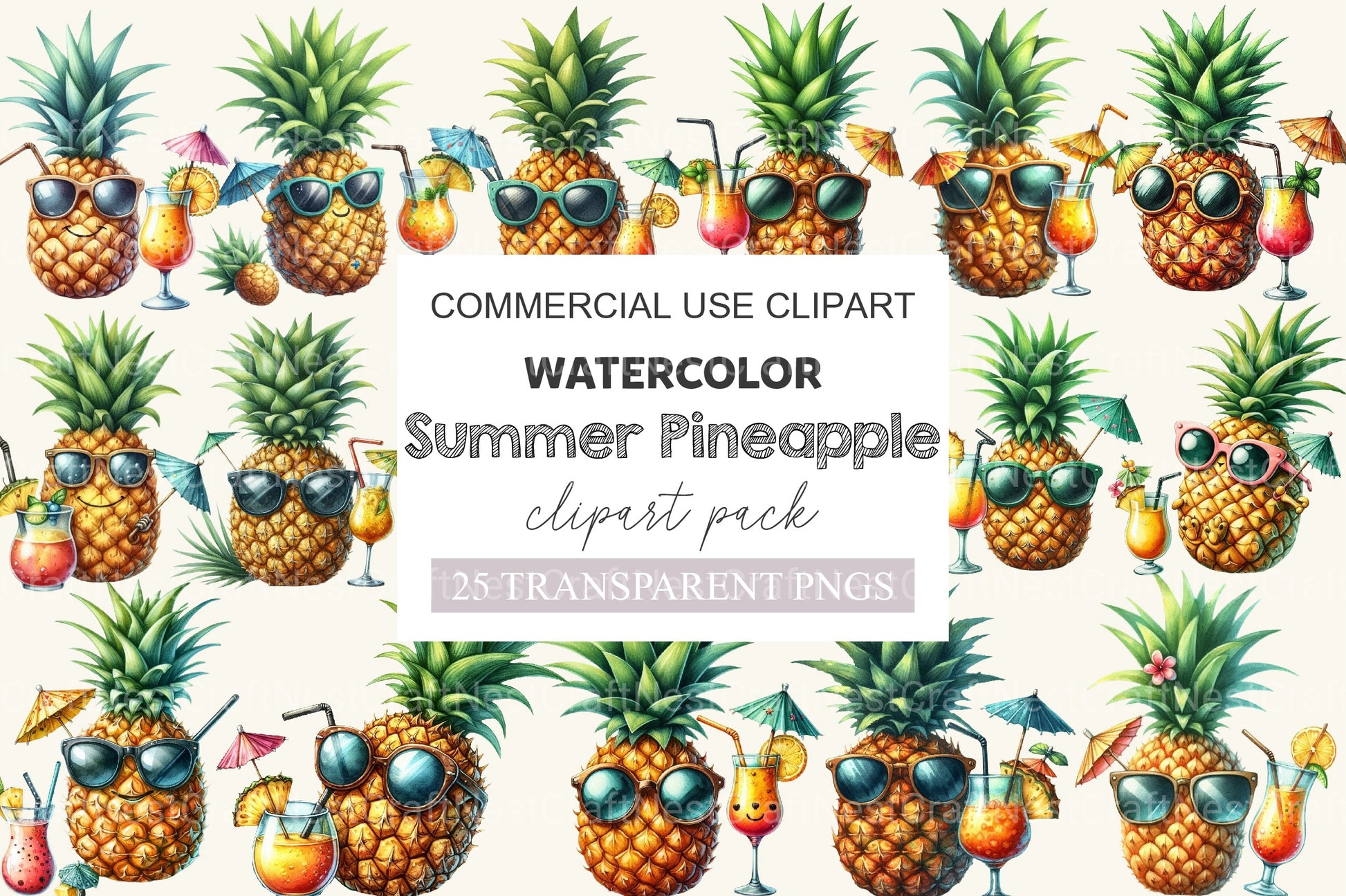 Summer Pineapple Clipart Bundle 2 - CraftNest - Digital Crafting and Art