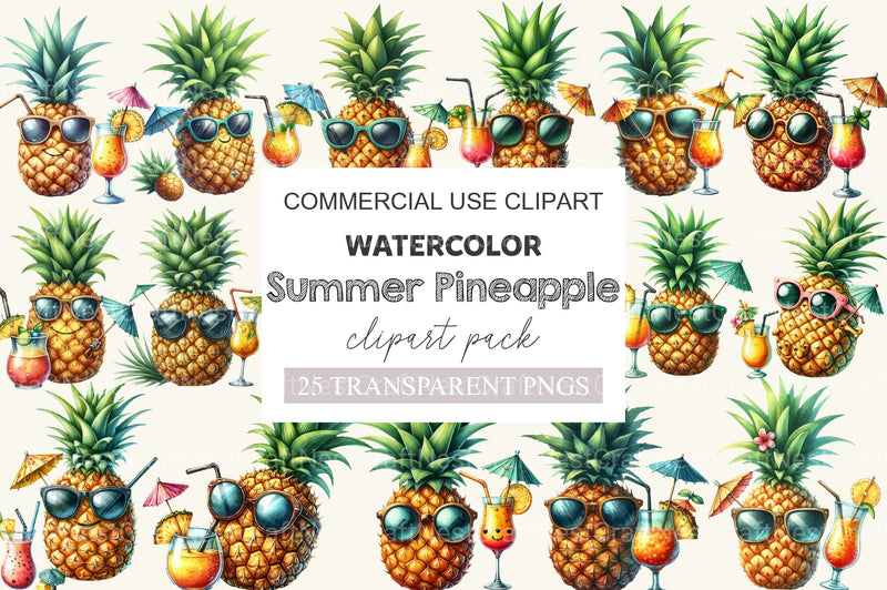 Summer Pineapple Clipart Bundle 2 - CraftNest - Digital Crafting and Art