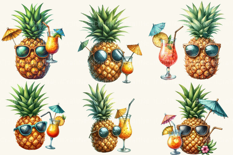 Summer Pineapple Clipart Bundle 2 - CraftNest - Digital Crafting and Art