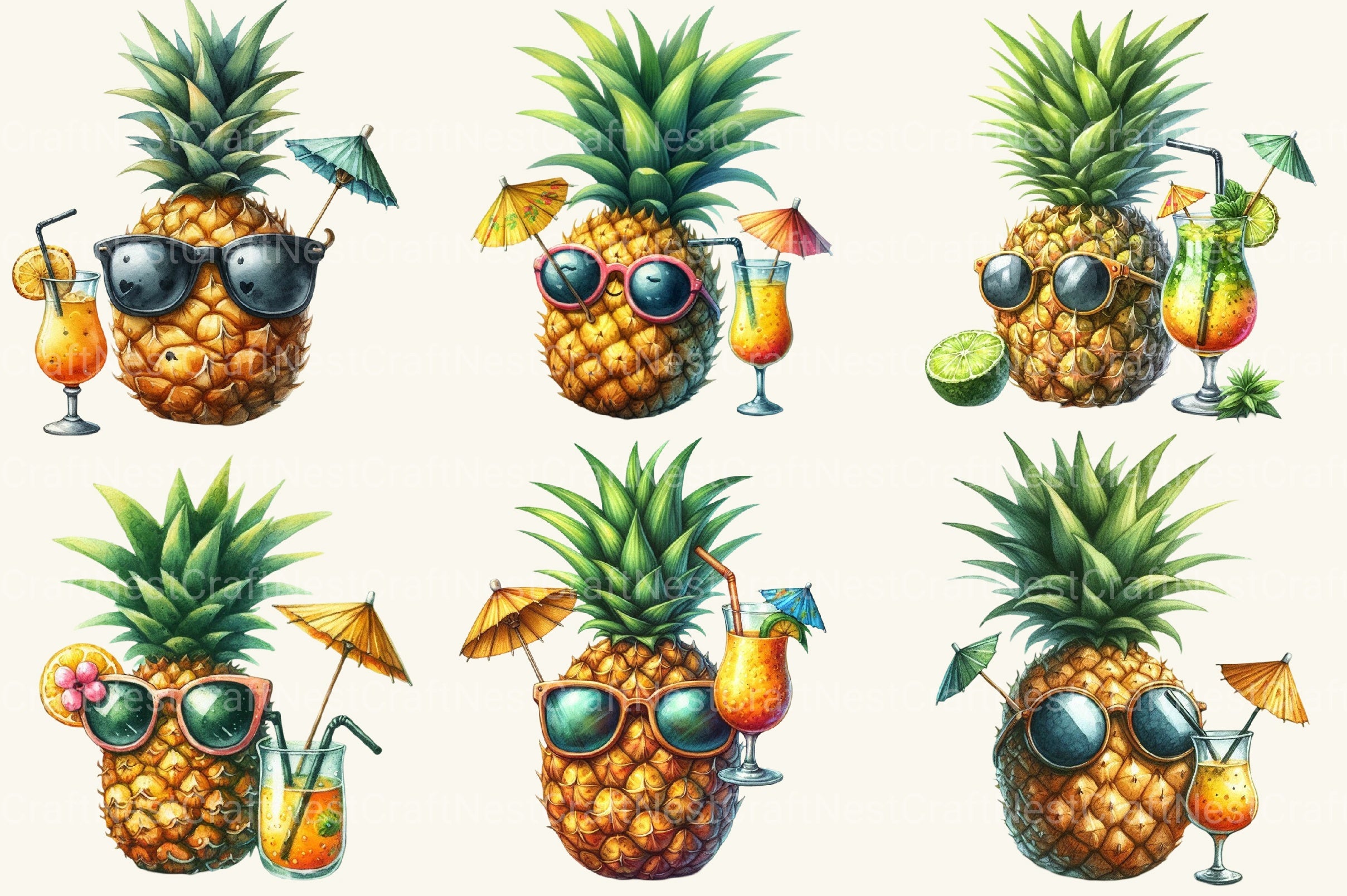 Summer Pineapple Clipart Bundle 2 - CraftNest - Digital Crafting and Art