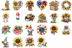 Sunflower 4th Of July Clipart Bundle - CraftNest - Digital Crafting and Art