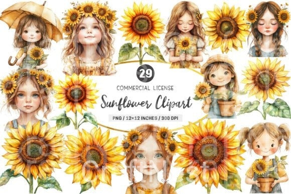 Sunflower Clipart Bundle 99 - CraftNest - Digital Crafting and Art