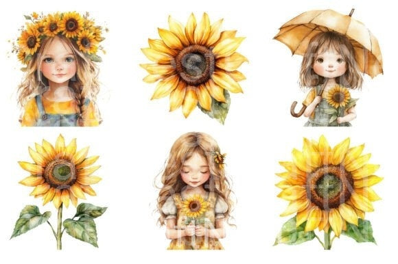 Sunflower Clipart Bundle 99 - CraftNest - Digital Crafting and Art