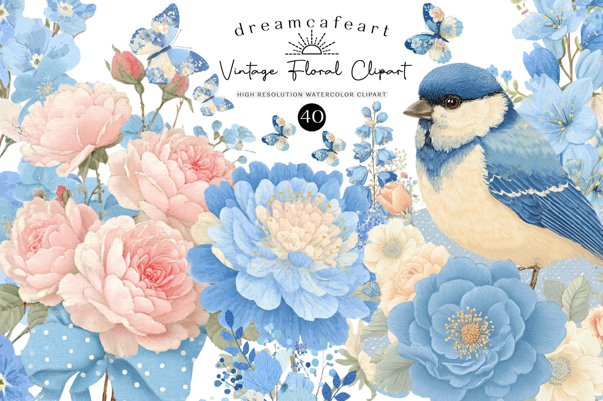 Vintage Floral Clipart Bundle Set - CraftNest - Digital Crafting and Art