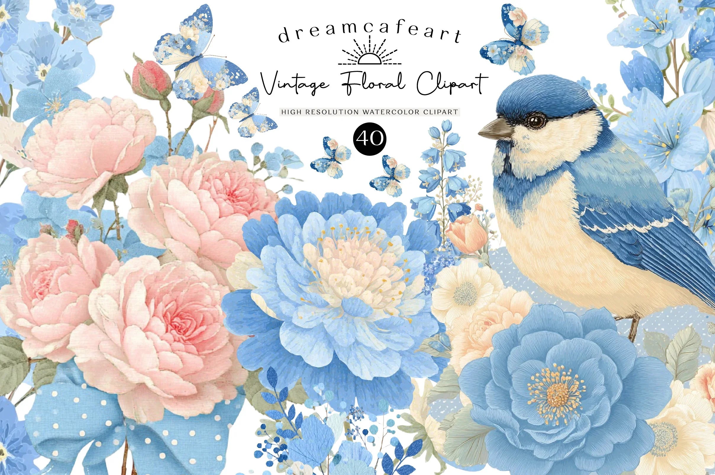 Vintage Floral Clipart Bundle Set - CraftNest - Digital Crafting and Art