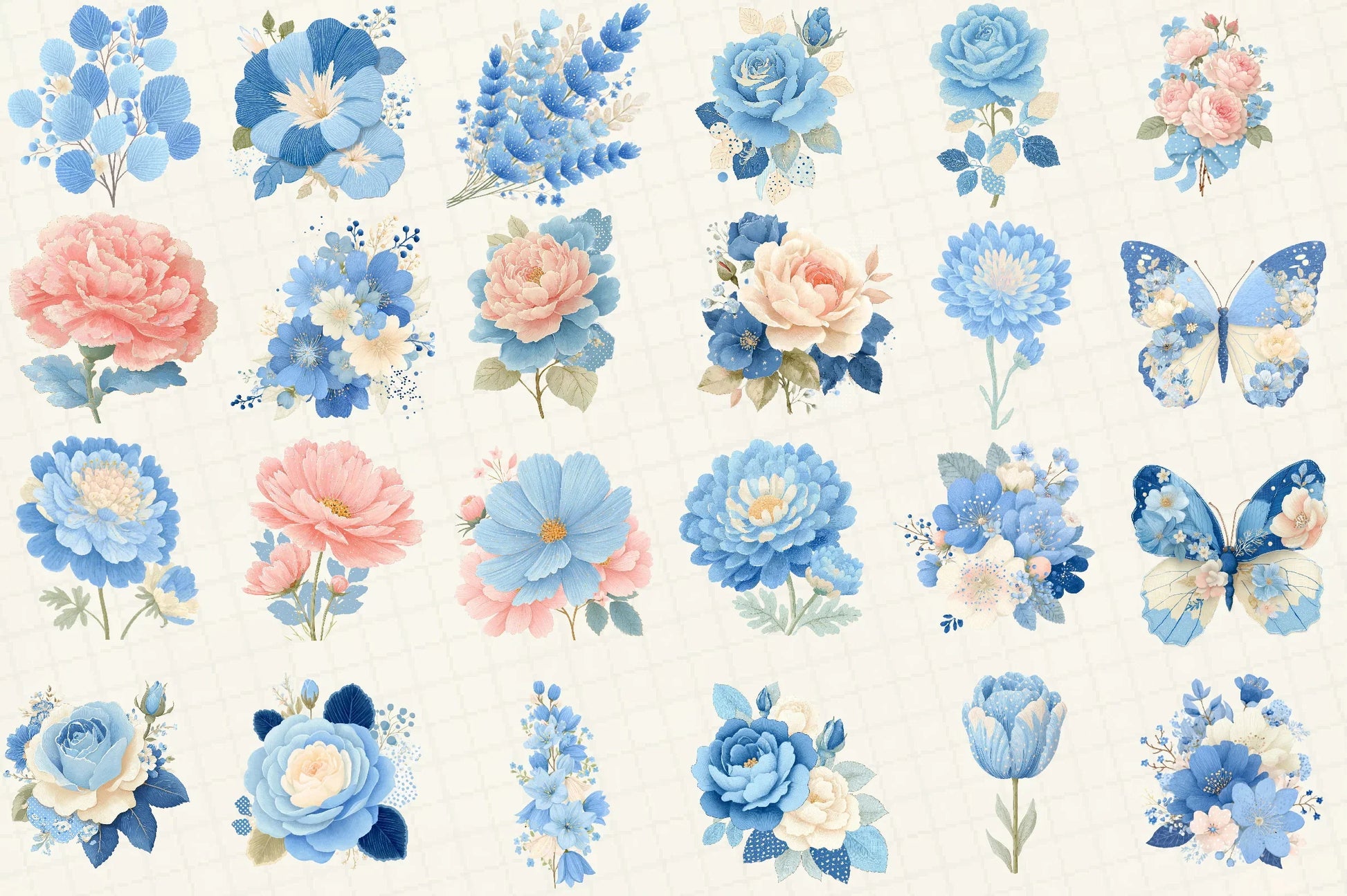 Vintage Floral Clipart Bundle Set - CraftNest - Digital Crafting and Art