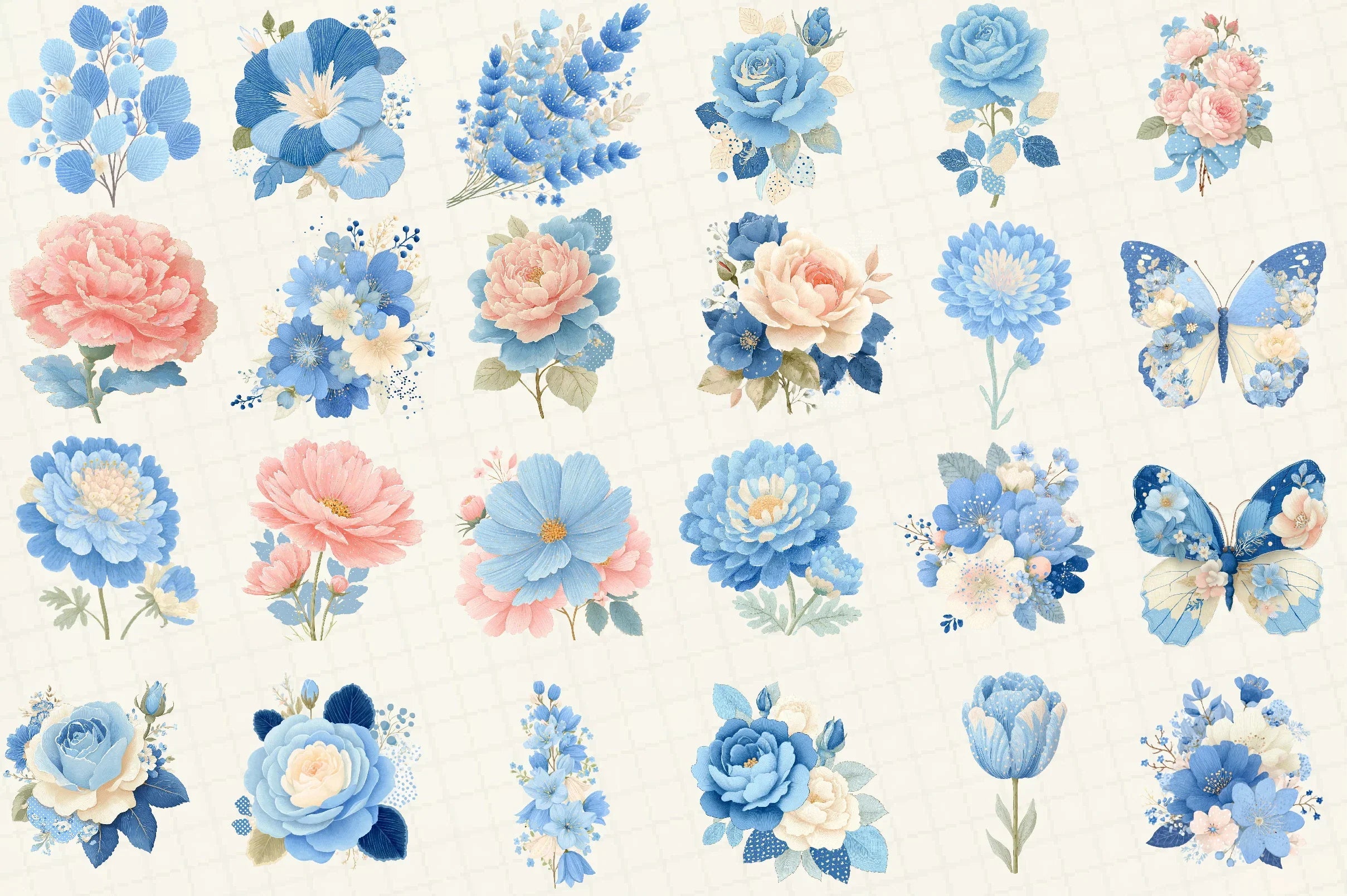 Vintage Floral Clipart Bundle Set - CraftNest - Digital Crafting and Art