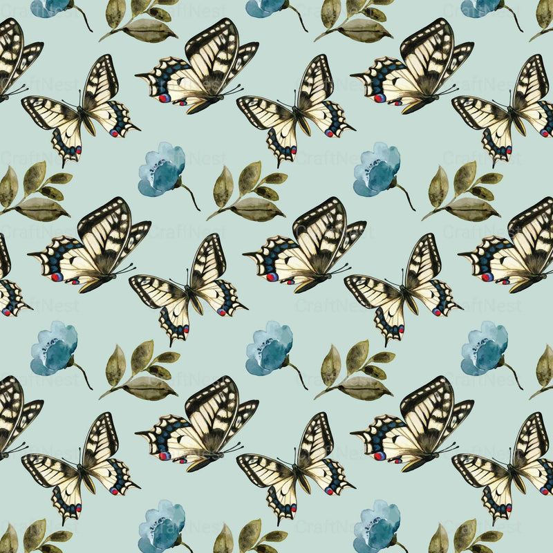 Flower & Butterfly Seamless Digital Paper - CraftNest - Digital Crafting and Art