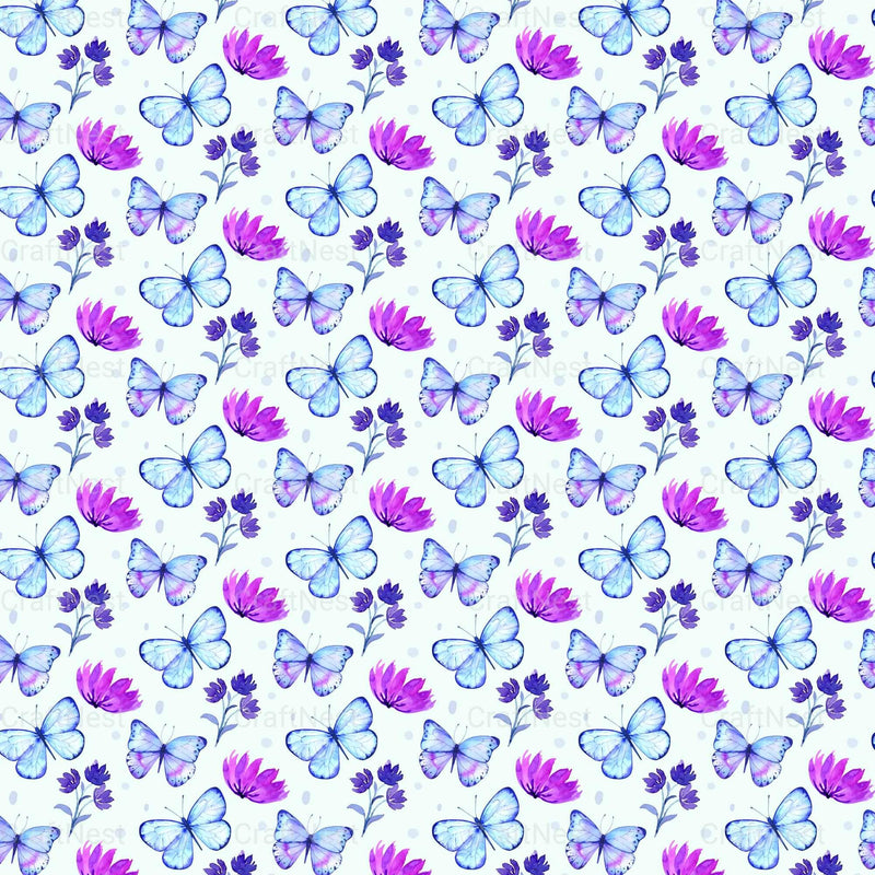 Flower & Butterfly Seamless Digital Paper - CraftNest - Digital Crafting and Art