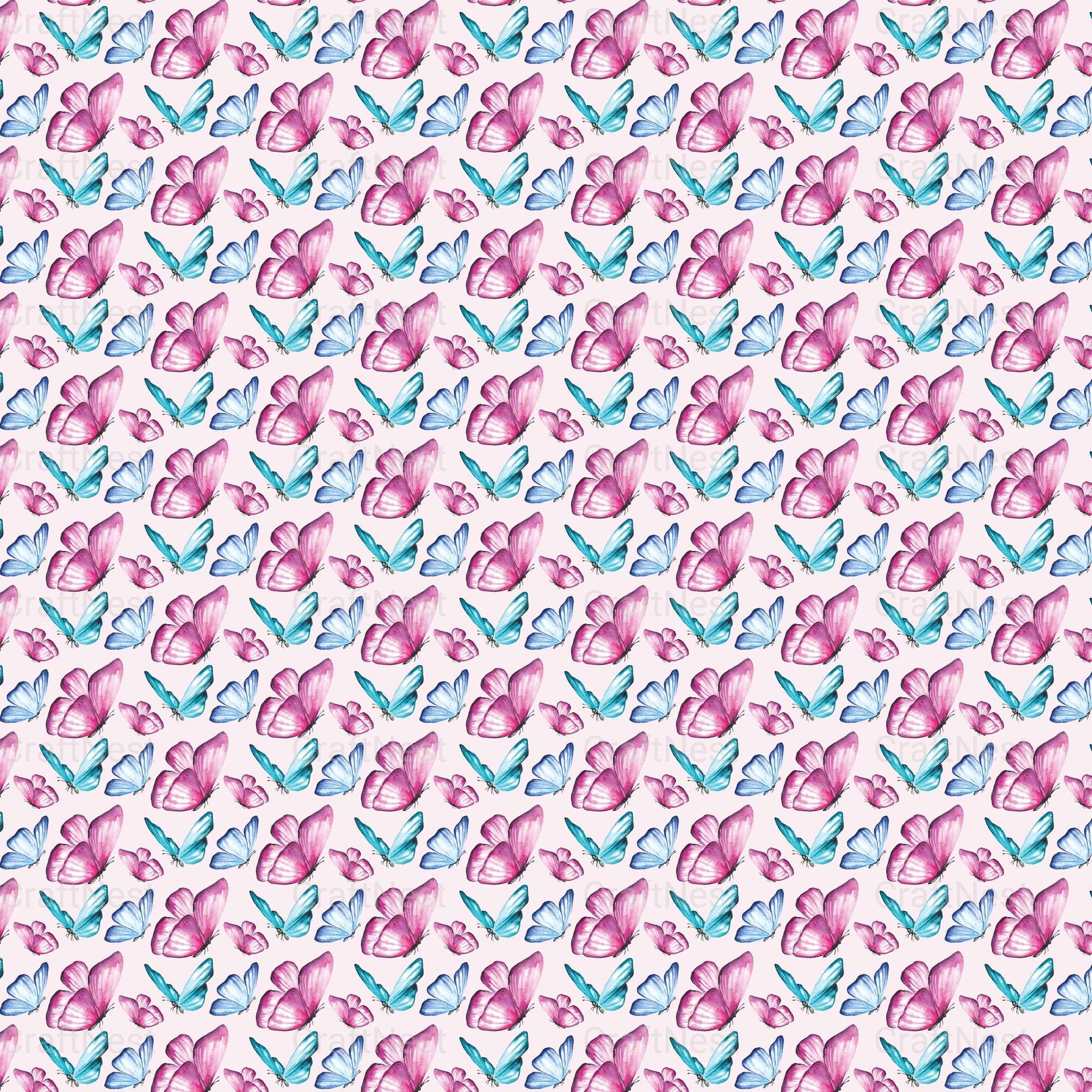 Flower & Butterfly Seamless Digital Paper - CraftNest - Digital Crafting and Art