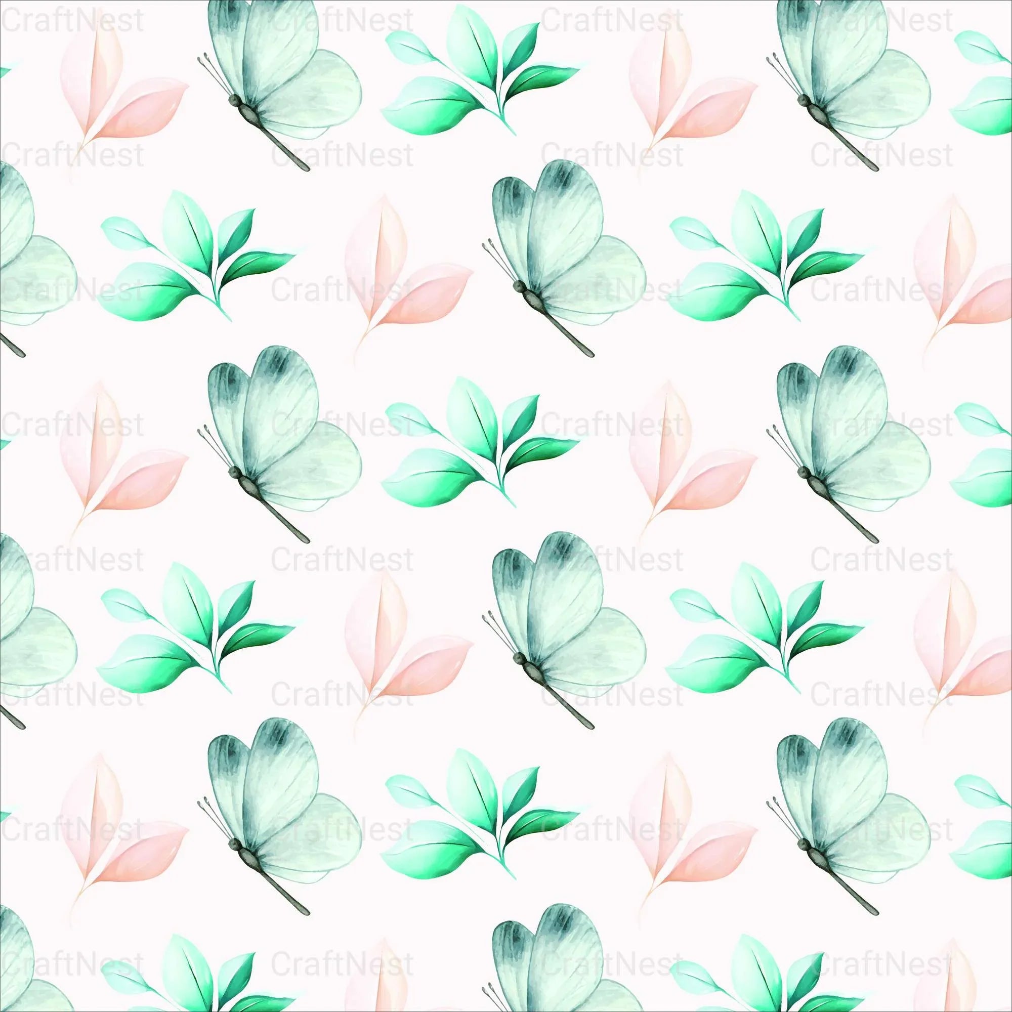 Flower & Butterfly Seamless Digital Paper - CraftNest - Digital Crafting and Art