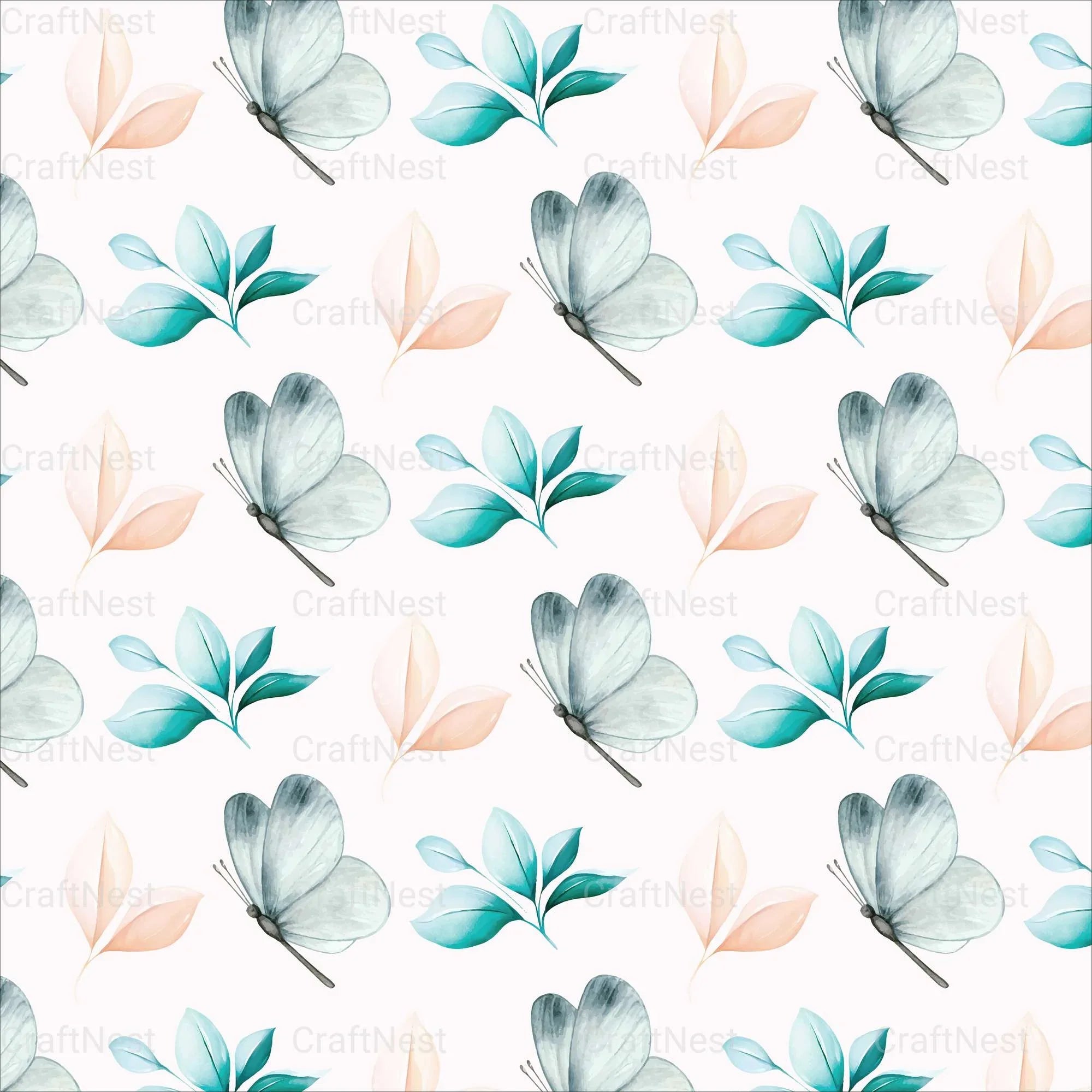 Flower & Butterfly Seamless Digital Paper - CraftNest - Digital Crafting and Art