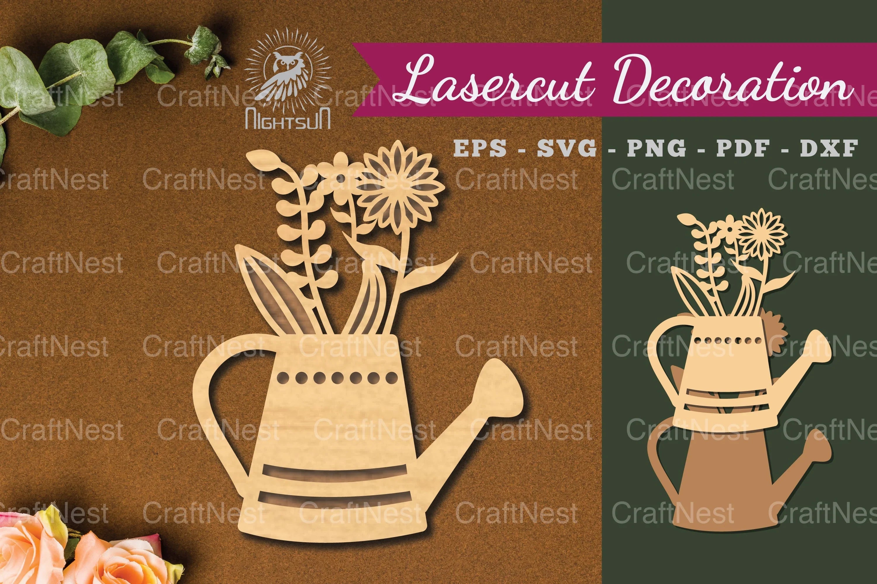Watering Can Flowers Laser Cut Decoration Clipart Bundle - CraftNest - Digital Crafting and Art
