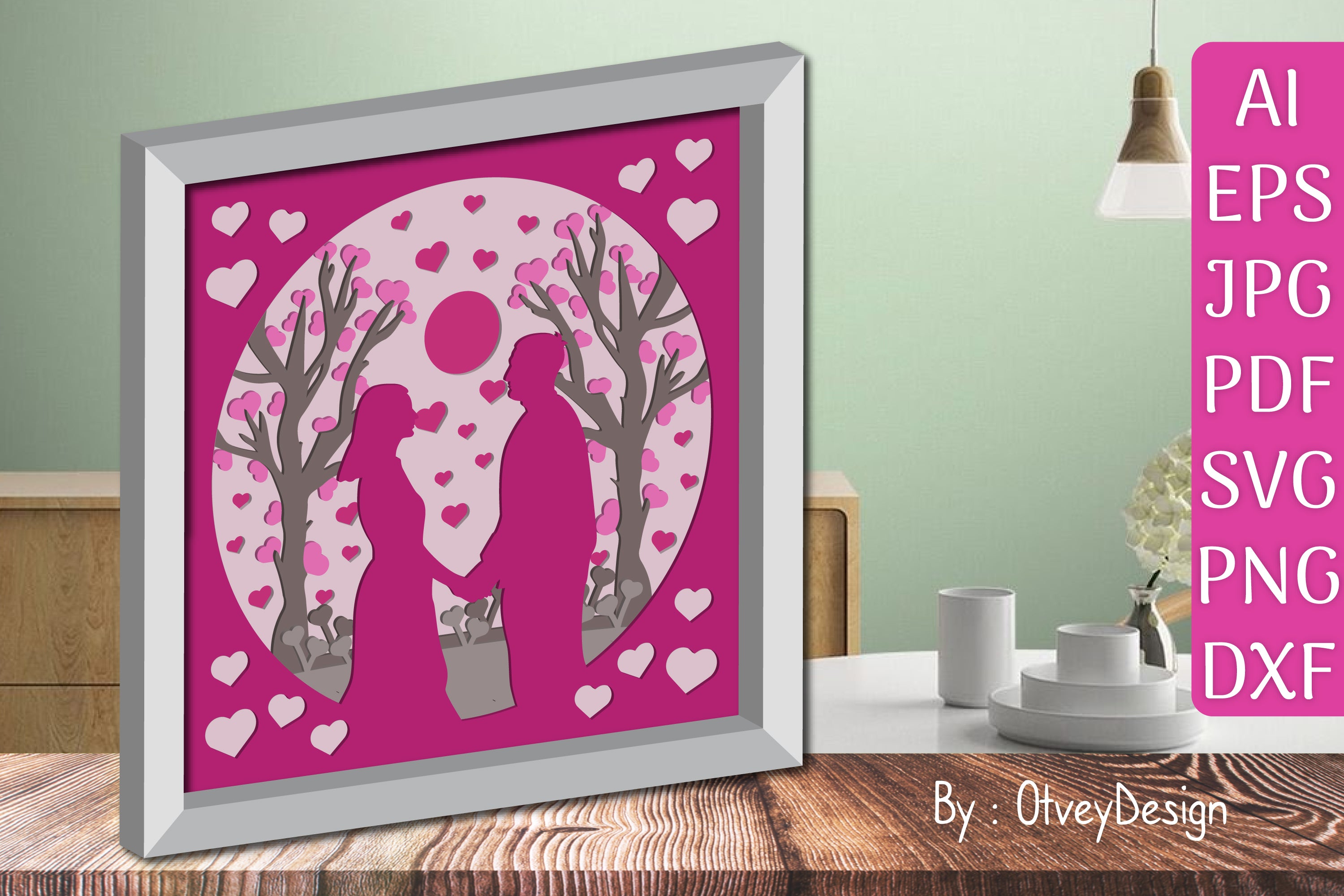 Valentine Gnome Shadow Box SVG Bundle