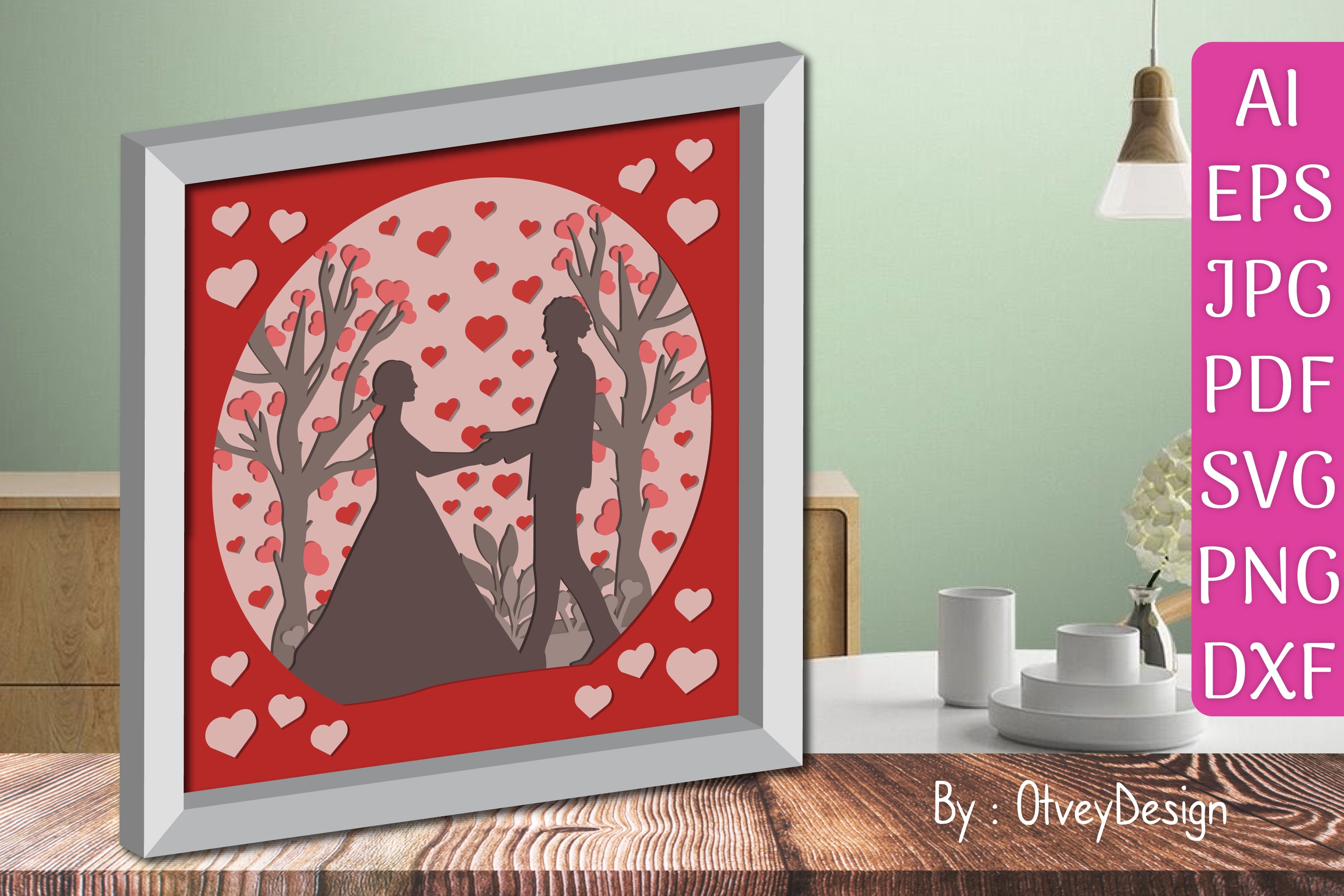 Valentine Gnome Shadow Box SVG Bundle