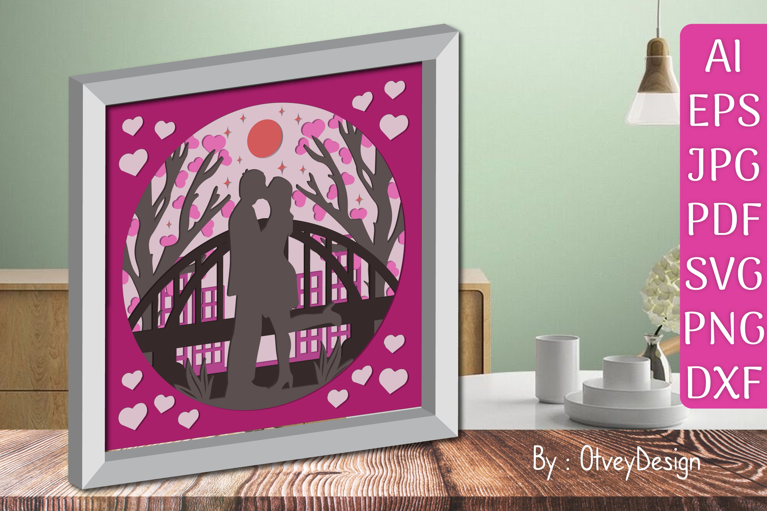 Valentine Gnome Shadow Box SVG Bundle