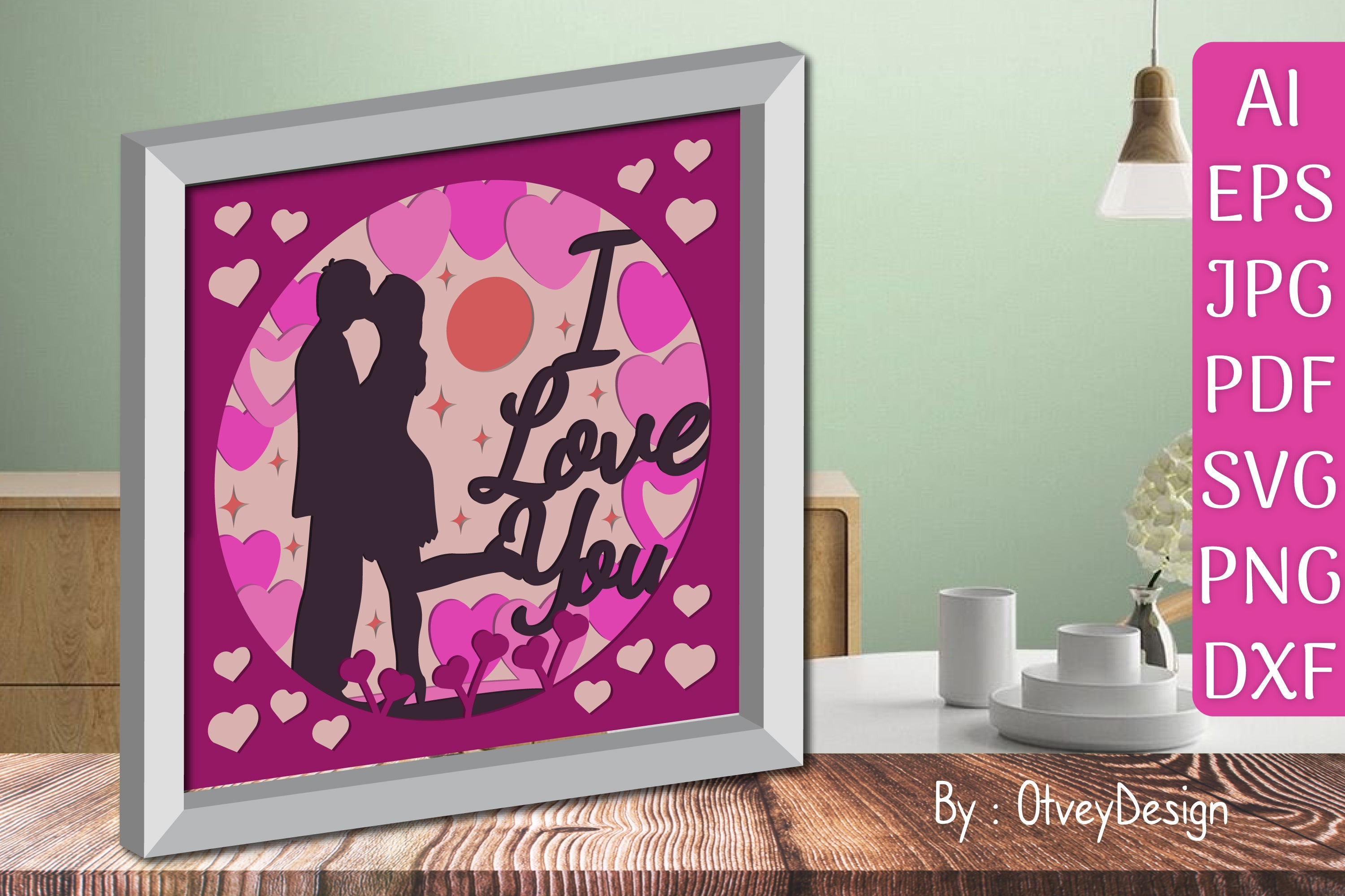 Valentine Gnome Shadow Box SVG Bundle